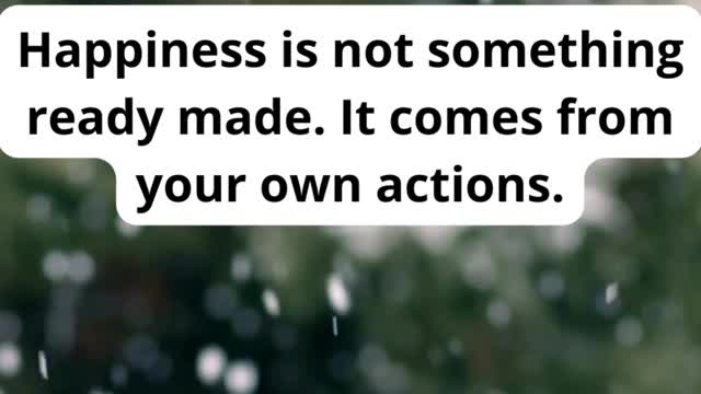 Happiness is not something ready made. It comes from your own actions.