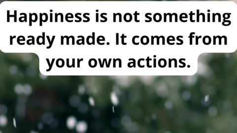 Happiness is not something ready made. It comes from your own actions.