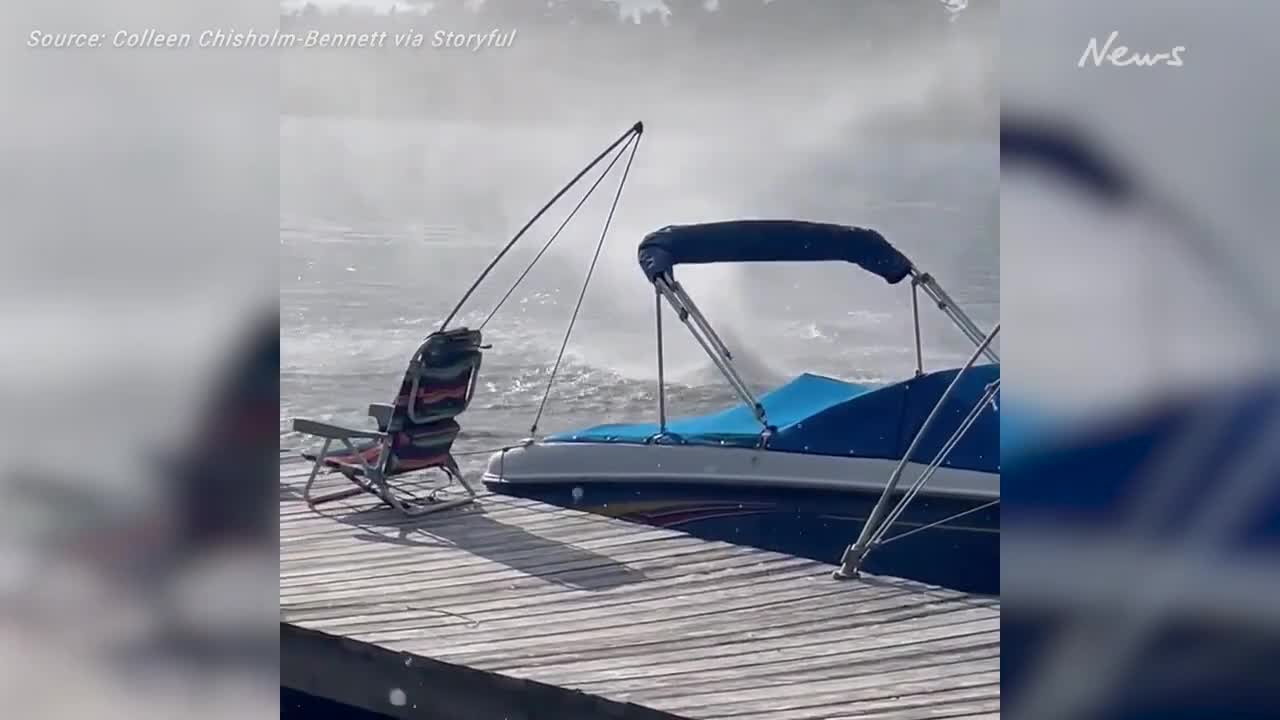 Unusual water spout caught on camera up close