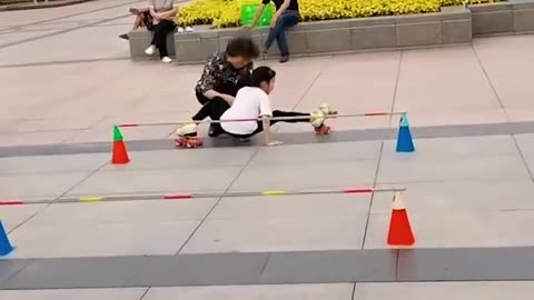 Impressive roller skating skills!