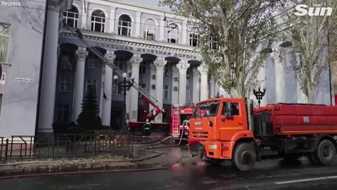 Railway office in Donetsk is blown up after being hit by Russian shells