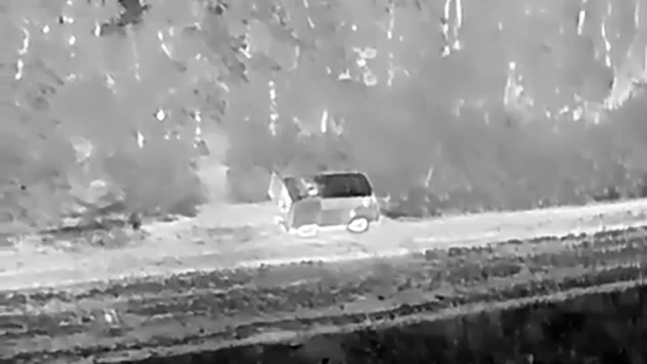 Aerobomber drops grenades on Russian infantry and transport vehicles