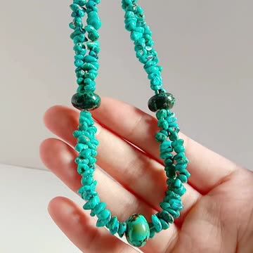 Natural turquoise with blue turquoise smooth beads pendant simple necklace Summer Jewelry