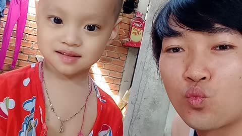 Baby smiles innocently