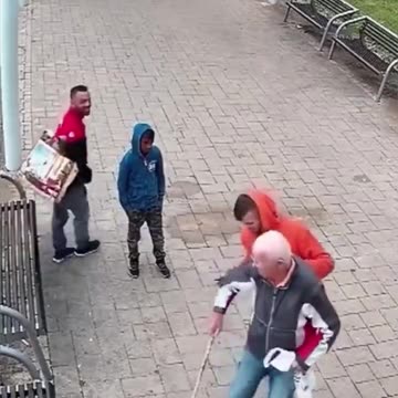 In Europe, cultural enrichment harasses and robs a disabled elder.