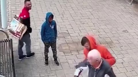 In Europe, cultural enrichment harasses and robs a disabled elder.