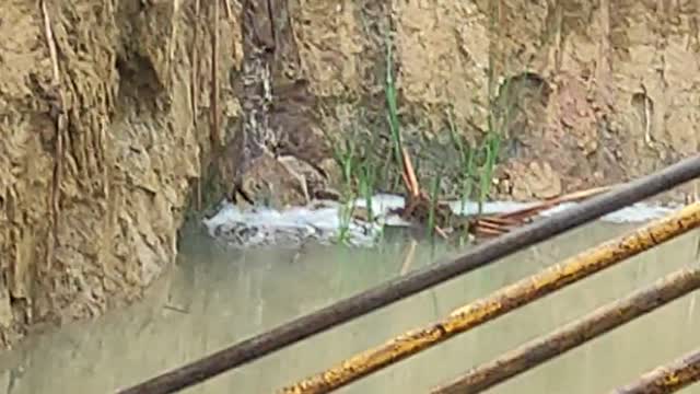 water leak on excavated area