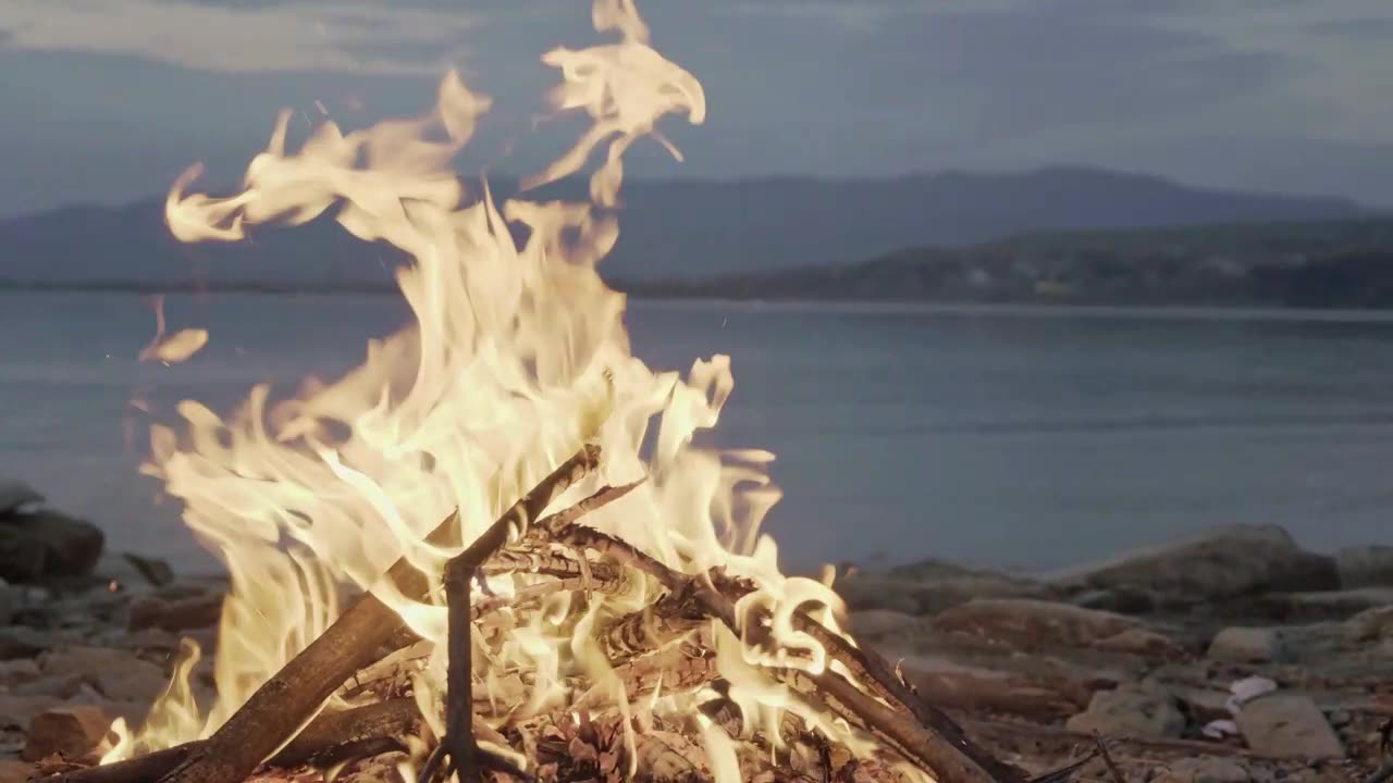 Campfire Crackling by the Lake