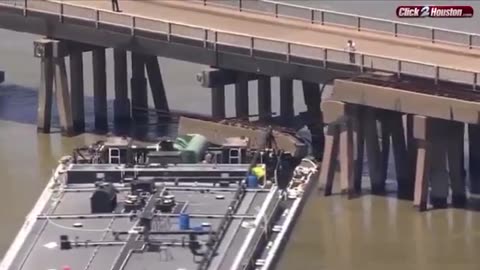 Barge strikes bridge in Galveston, Texas, partially collapsing rail line