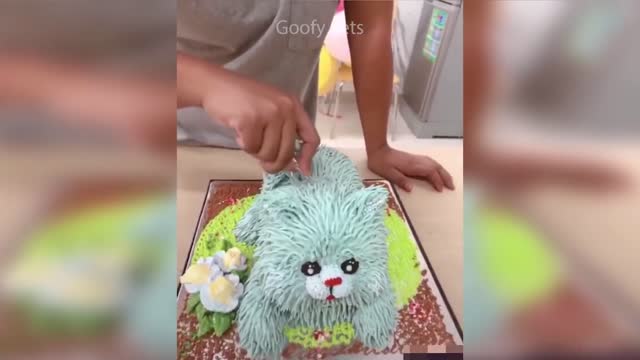 Cats funny reactions to cutting cake