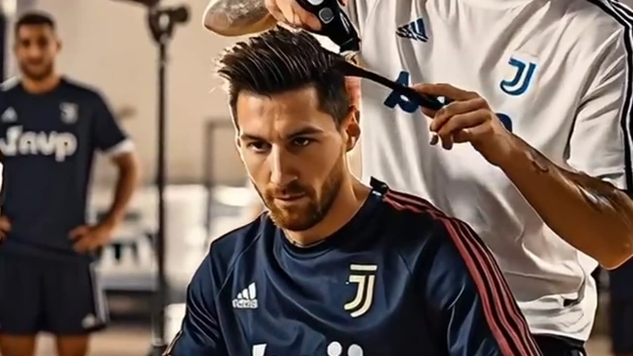 Ronaldo cuts Messi's hair