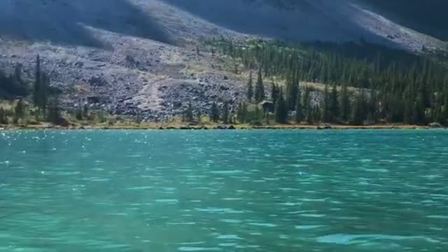 Majestic glacier waters of the Bow River, Alberta Canada.