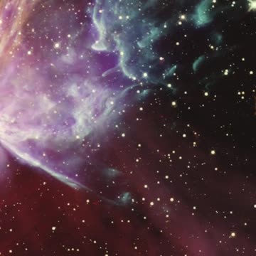 Shining stars around a blue nebula