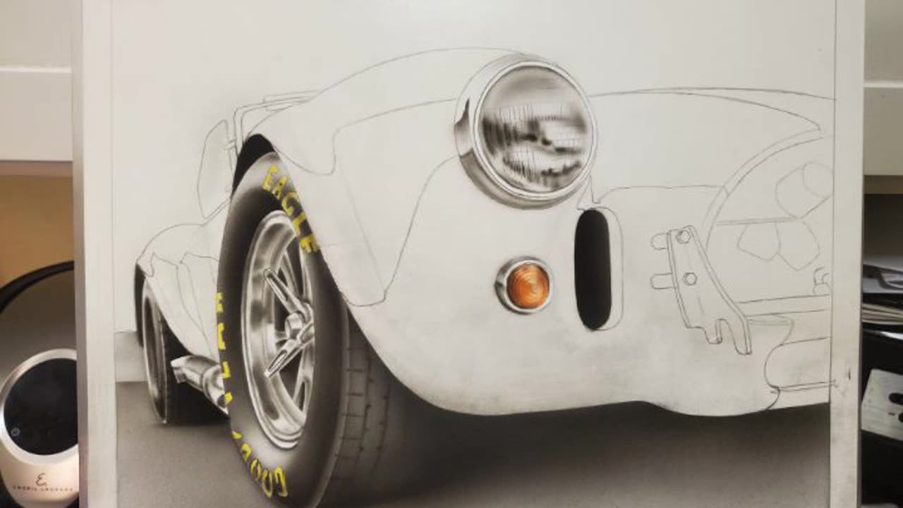 Shelby cobra airbrush rendering