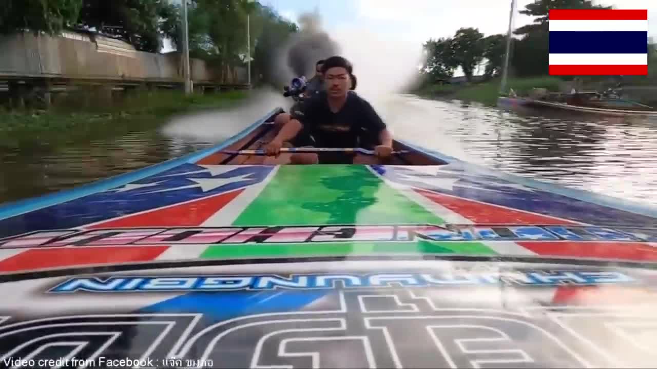 Thailand Diesel Turbo Long tail Boat VS American V8 Jet Boat !!