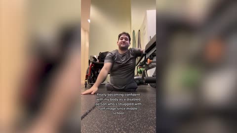 Orphan born with no lower limbs and one arm shows how he works out at gym