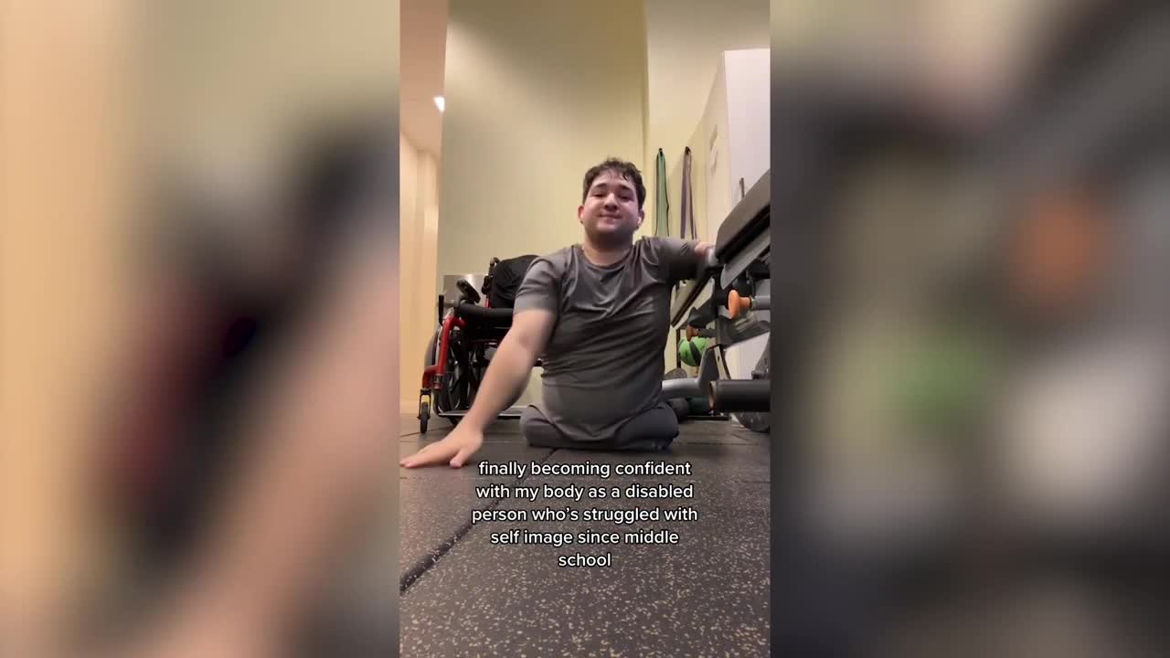 Orphan born with no lower limbs and one arm shows how he works out at gym