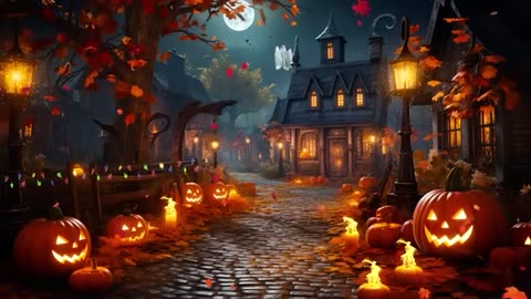 "Cozy Halloween Village Ambience 🎃 Spooky Sounds & Autumn Vibes 👻 Perfect Halloween Background!"