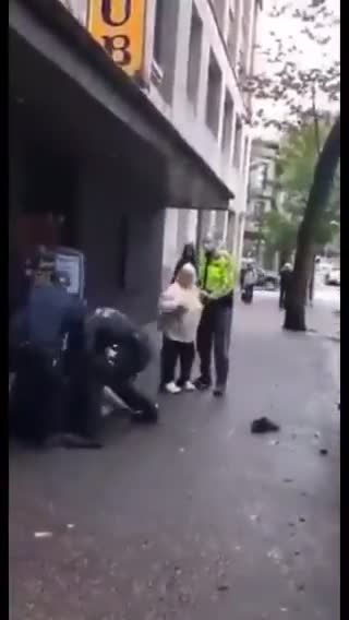 Canadian Gestapo Police Pushes Man Down Hard on Concrete without any Provocation