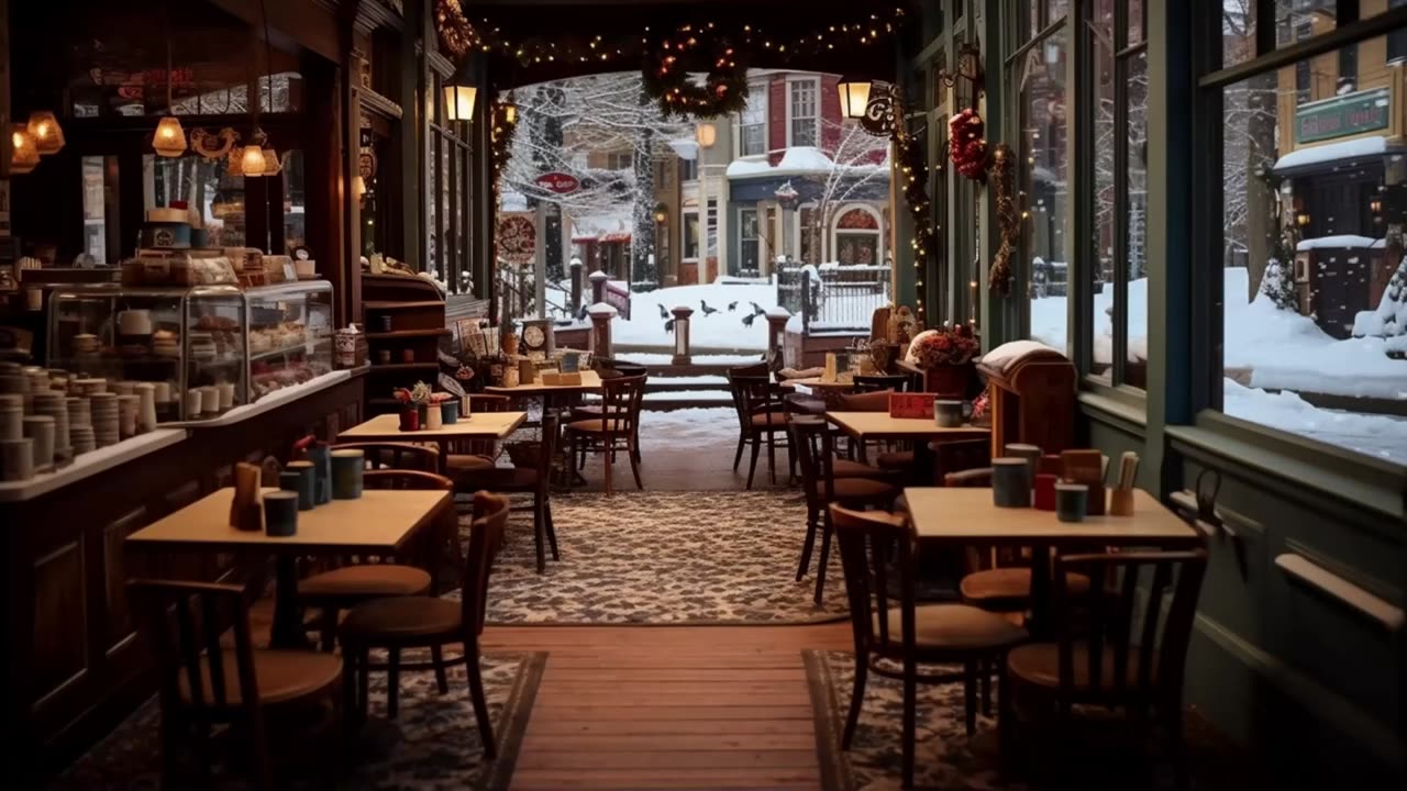 Snowfall Café Ambiance: Classical & Jazz Cozy Music🎶❄️