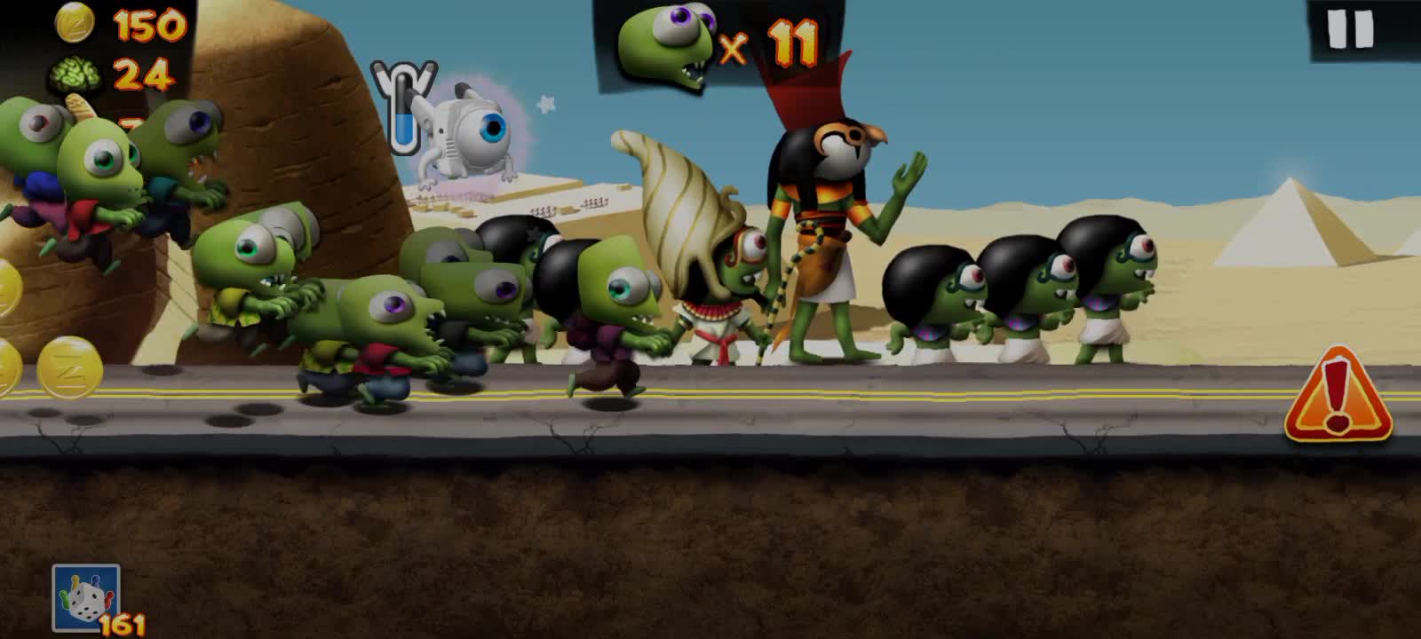 Playing a game with the zombie bird unlocked in the game Zombie Tsunami (ROBOT).