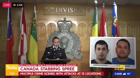 Canada mass stabbing: Manhunt underway after 10 dead in Saskatchewan | 9 News Australia