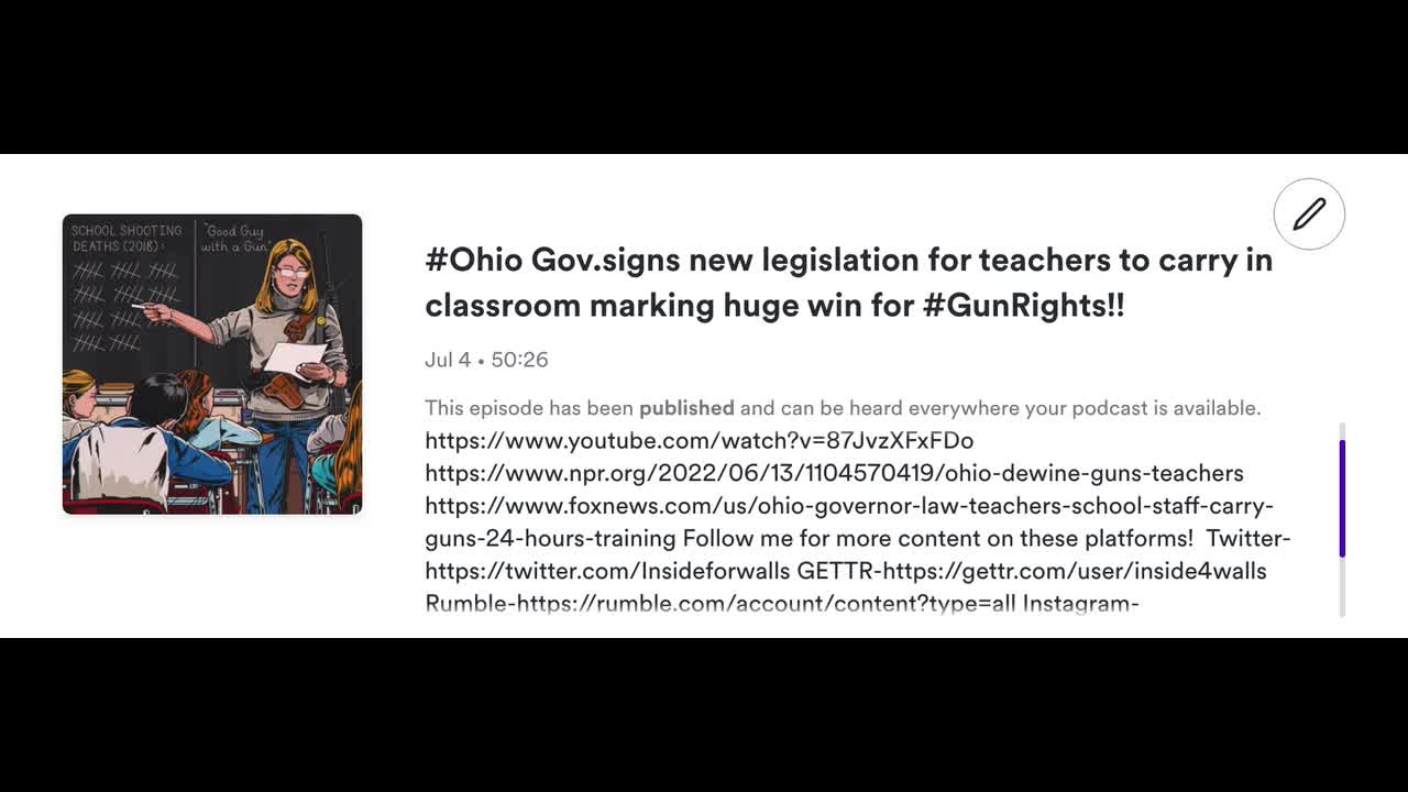 Ohio Gov. signs new legislation for teachers to carry in classroom marking huge win for #GunRights!!