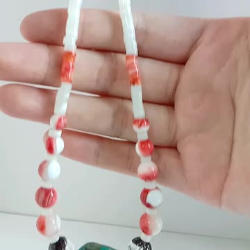 Natural turquoise Orange spiny oyster beads white shell Black Ghost phantom quartz gemstone necklace