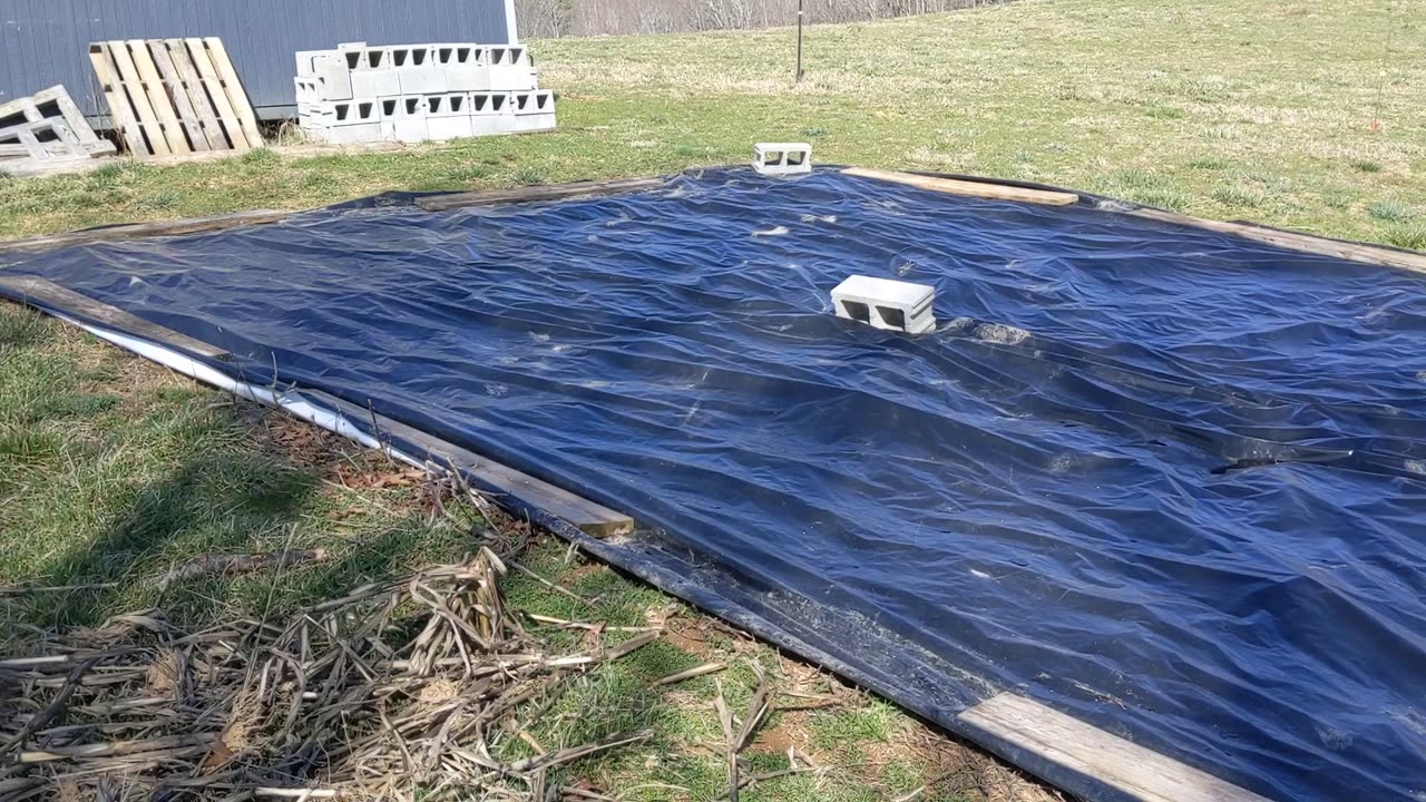 No garden weeds using a silage tarp