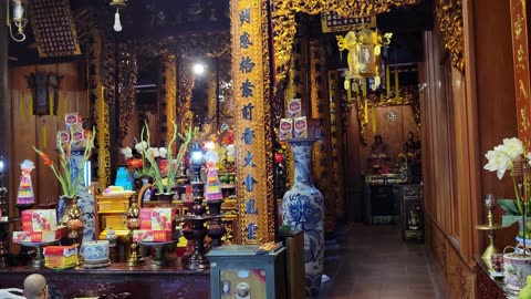 Monk playing music? at East Kieu Temple 2024