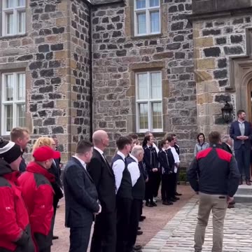President Trump thanking the staff at his golf club in Scotland
