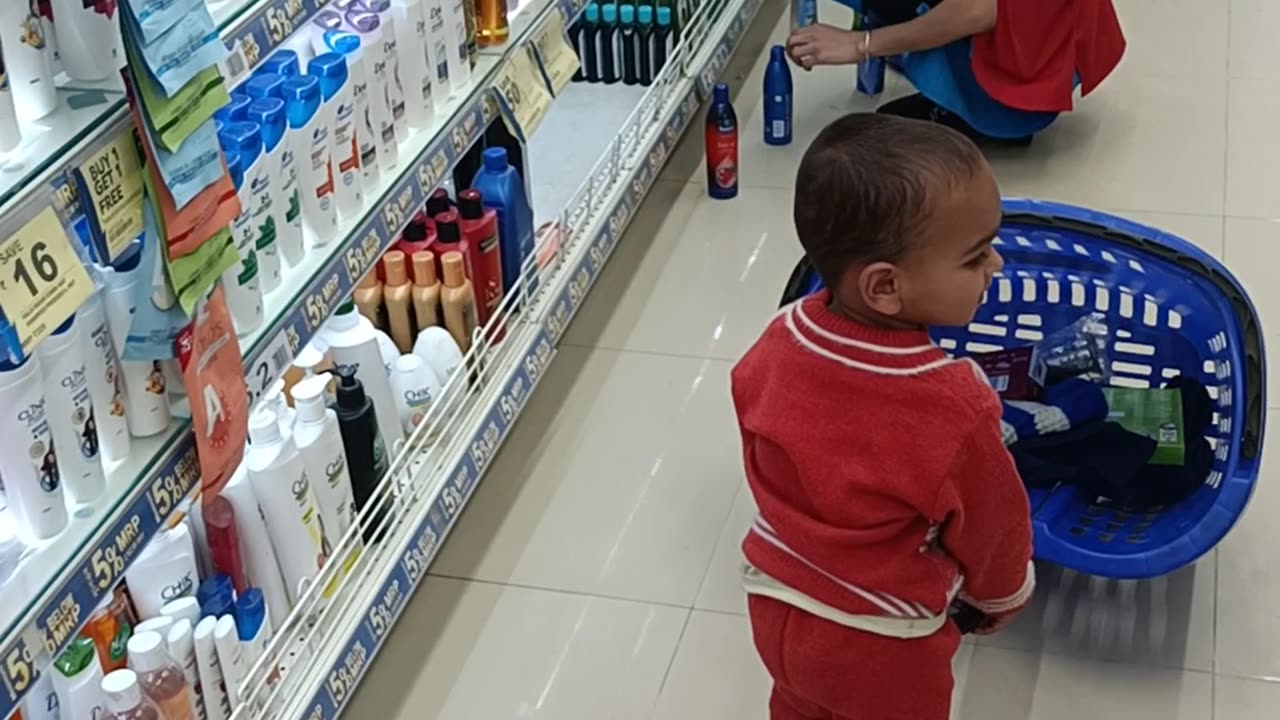 Baby in shopping mall