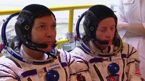 Space station crew prepare for launch in Kazakhstan