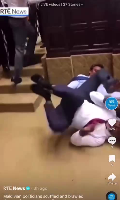 Maldivian politicians scuffle and brawled during a key vote at a parliament session