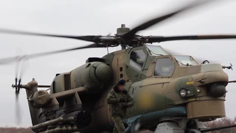 Russian Mi-28nm attack Ukrainian Armed Forces positions in Kursk border area