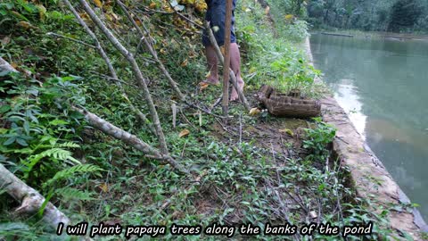 Make a pumpkin rig on the pond on a rainy heavy day, Revealing Duong private life. Primitive Skills