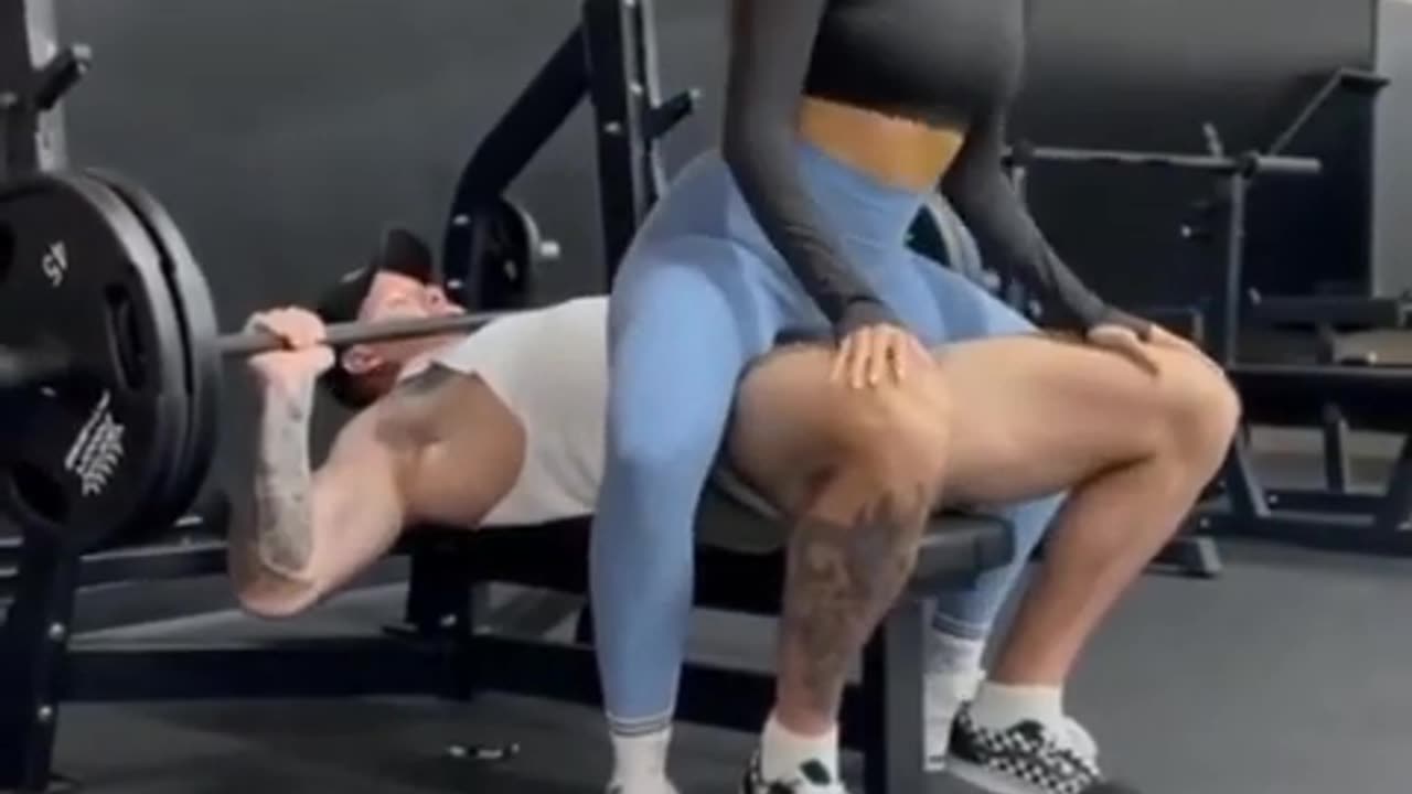 hot girl sexy body work out at gym full close body to him