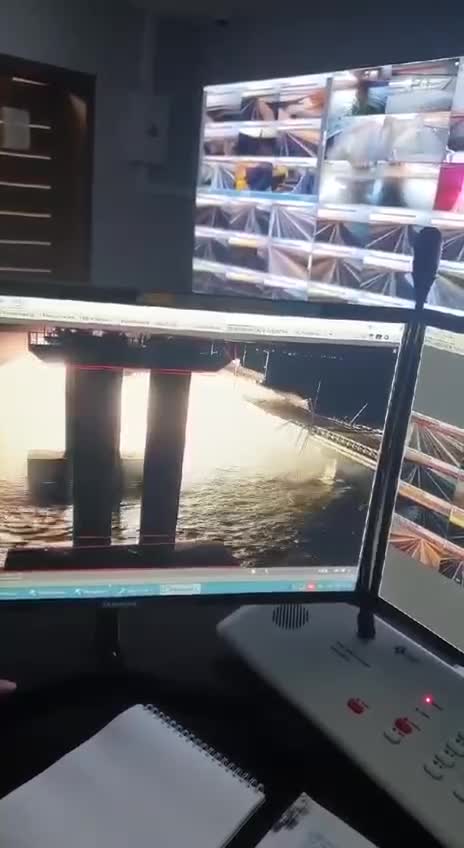 The moment of the truck explosion on the Crimean Bridge.
