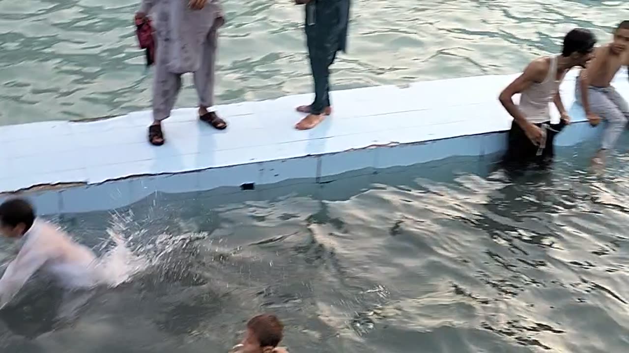 Children are enjoying in local swimming pool