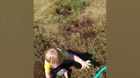 Funny Babies Playing With Water