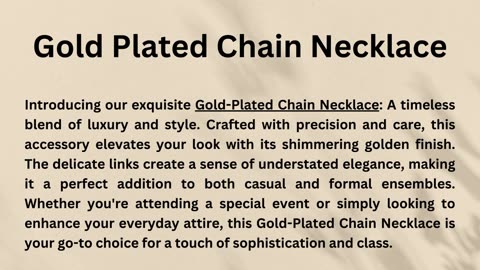 Gleam of Elegance: Gold-Plated Chain Necklace Unveiled!