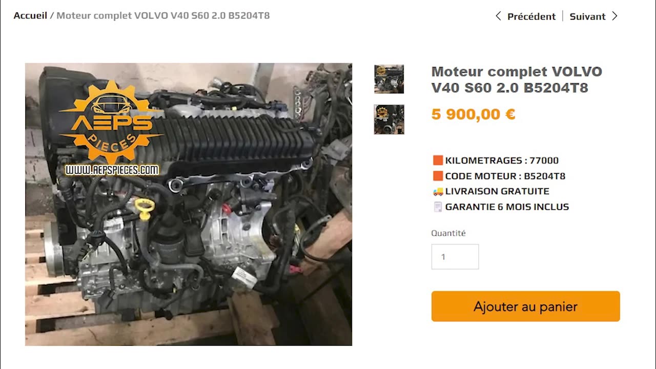 Moteur complet VOLVO V40 S60 2.0 B5204T8