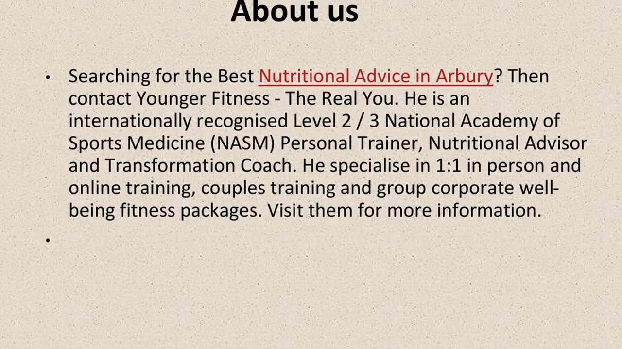 Best Nutritional Advice in Arbury.