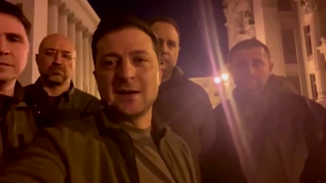 'We are here' -defiant Zelenskiy on the streets of Kyiv