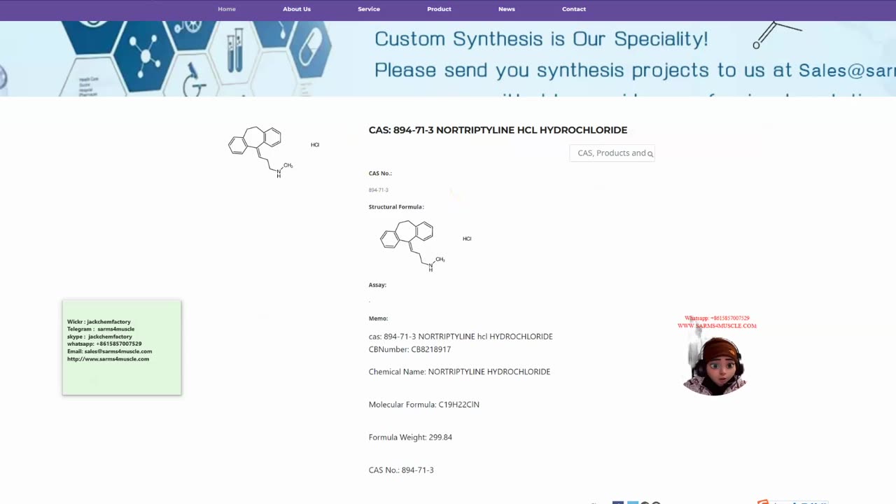 NORTRIPTYLINE HYDROCHLORIDE cas: 894-71-3