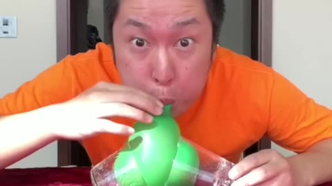 Man burst his face while blowing ballon😱