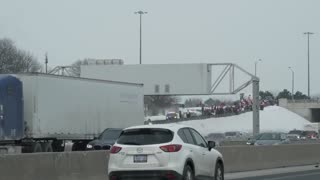 FREEDOM CONVOY 2022 TRUCKERS Today in Toronto GTA Highway 400 and Highway 401