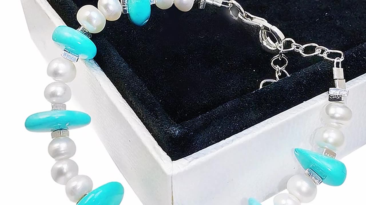 GN-20241114-03 Natural Turquoise Bracelet Pearl with S925 Silver Fine Bracelet Jewelry Designer