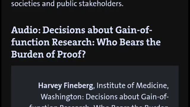 Harvey Fineberg: Decisions about Gain-of-function Research: Who Bears the Burden of Proof?